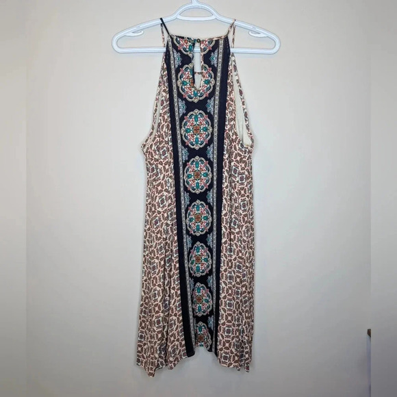 Hint of Mint Boho Navy, Red & Beige Patterned Sleeveless Shift Dress Women XL - Picture 2 of 10